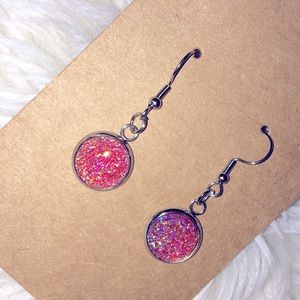 Faux druzy quartz earrings. NEW!!